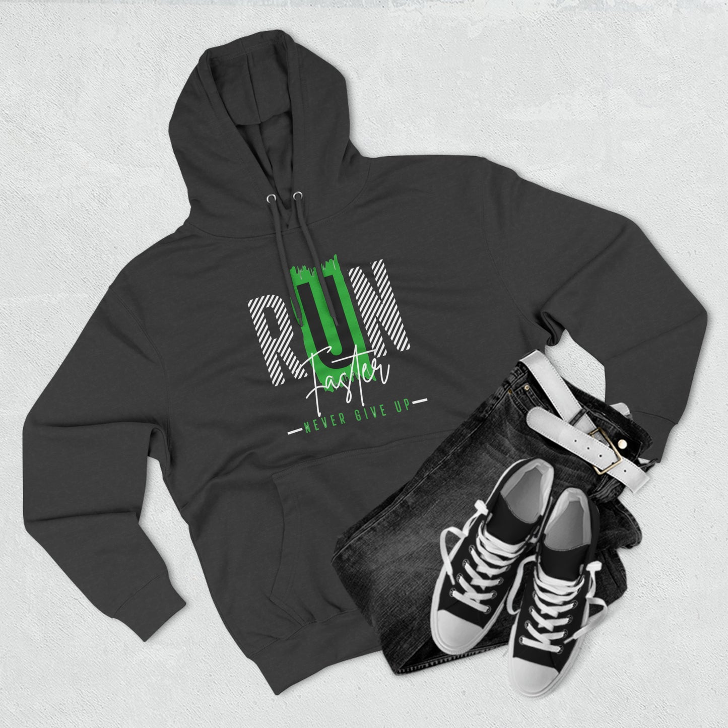 Run Faster Never Give Up Unisex Pullover Hoodie