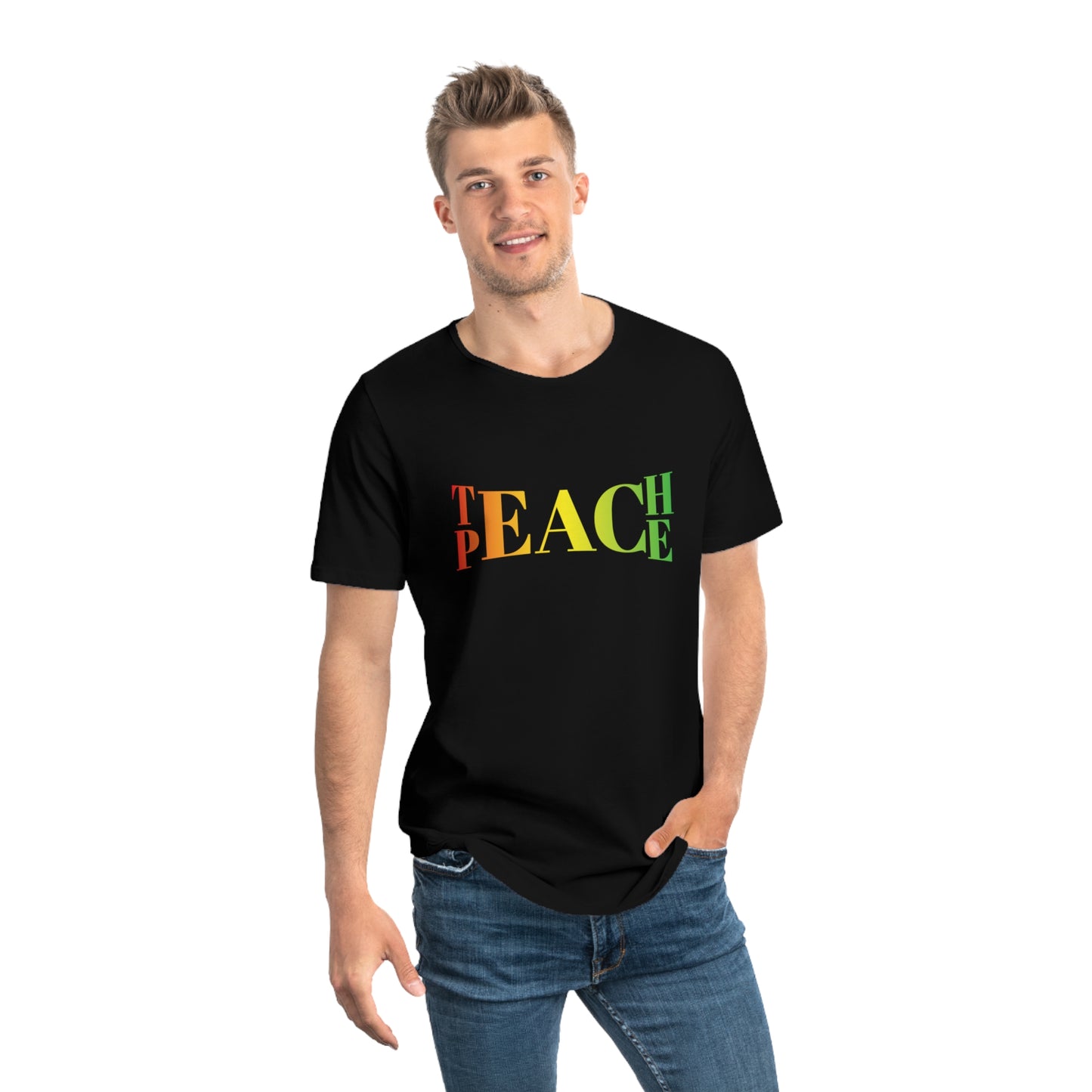 Teach Peace Men's Jersey Curved Hem Tee