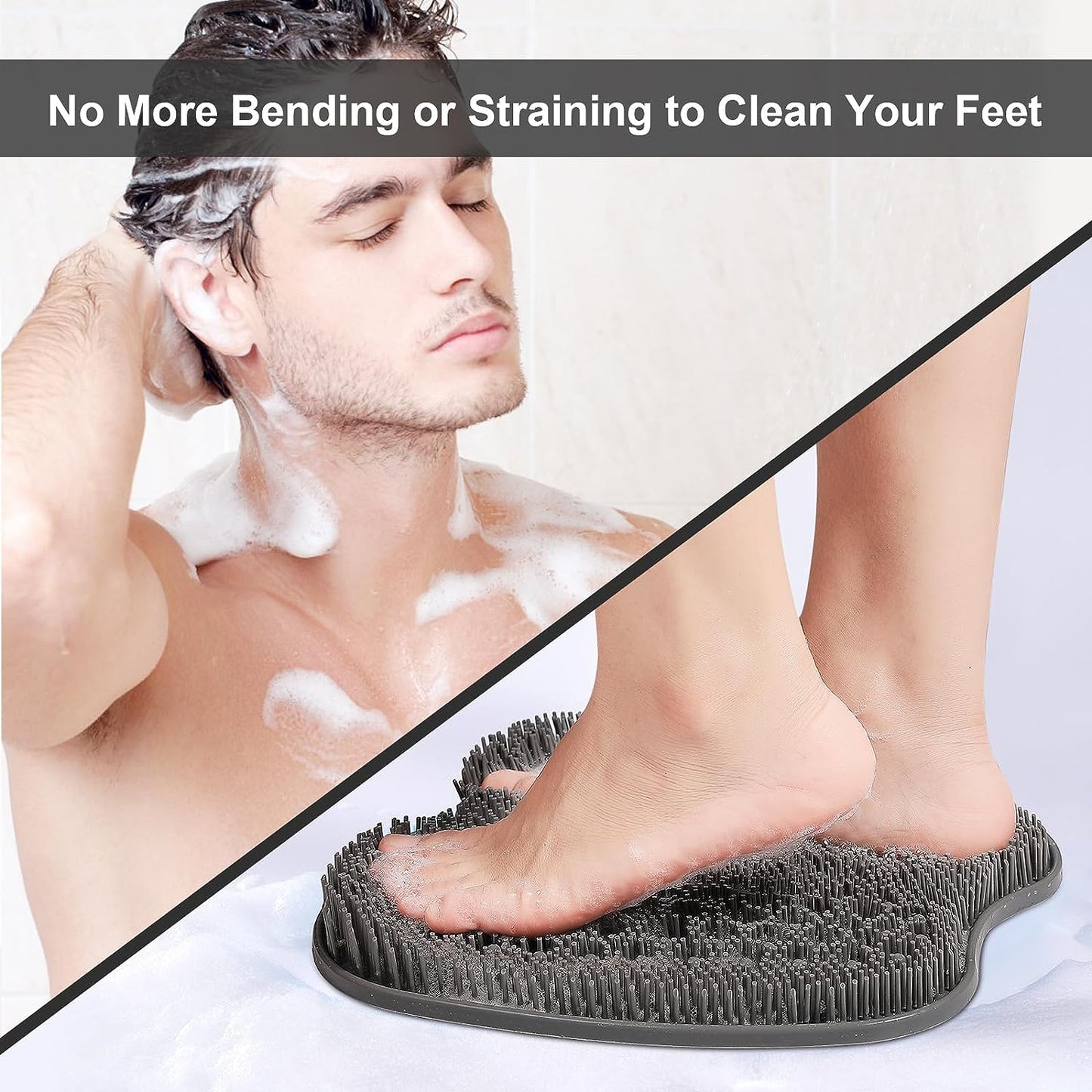 Size Large Shower Foot Scrubber Mat Clean Exfoliatio Massages Your Feet without Bending Foot 