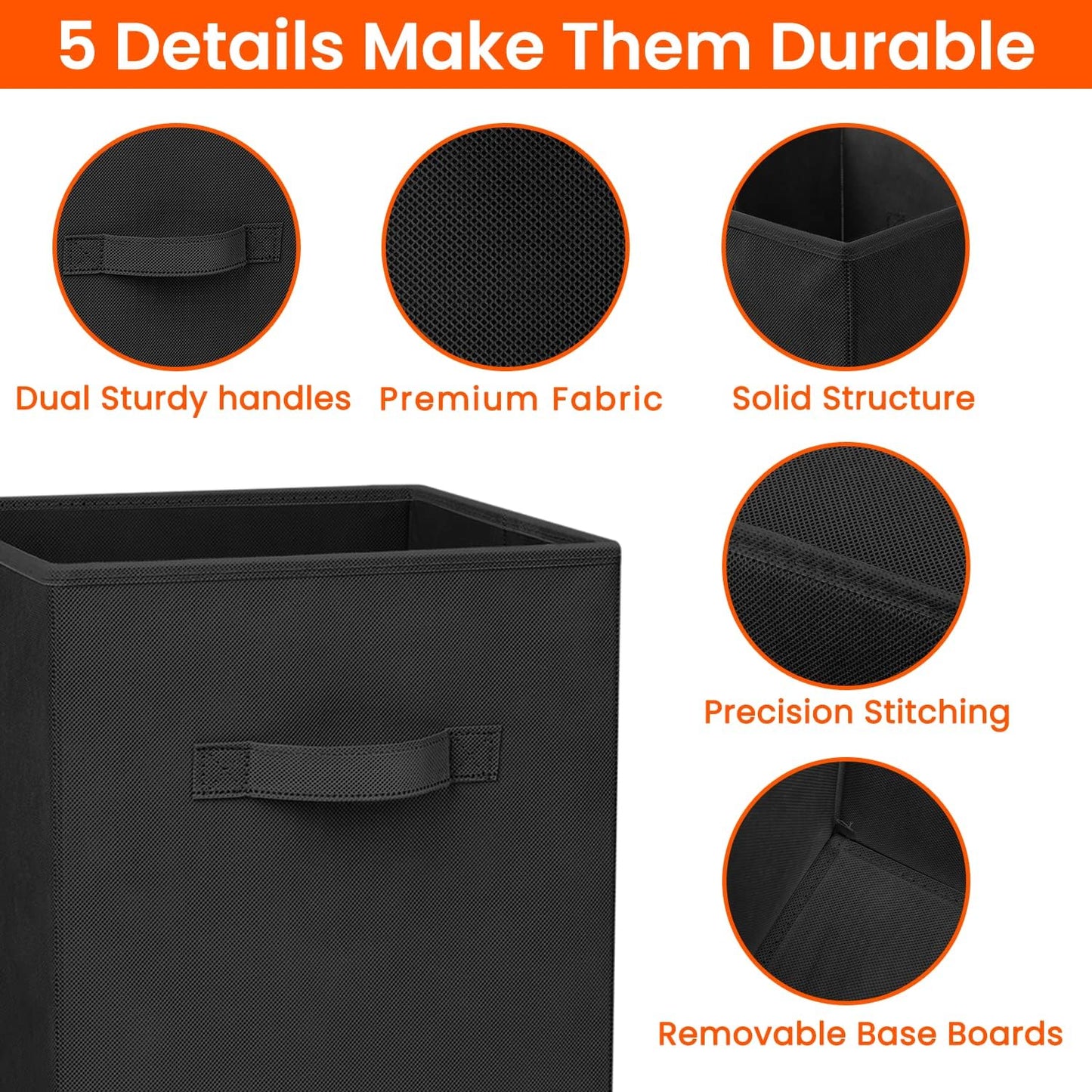 13X13 Large Cube Storage Bins Set of 8 Fabric Collapsible Clothes Storage Bins with Dual Handles