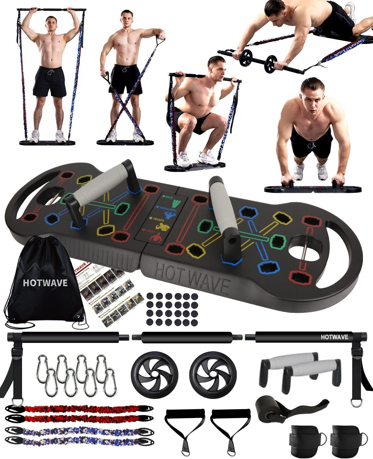 Portable Exercise Equipment with 16 Gym Accessories.20 in 1 Push up Board Fitness