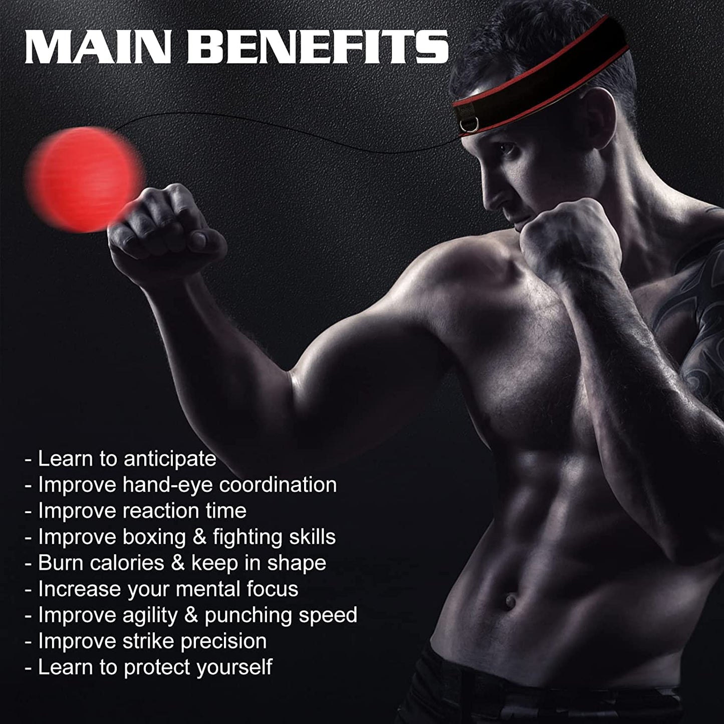 Boxing Reflex Ball Headband Set Boxing Equipment Include 4 Different Ball and 2 Adjustable 