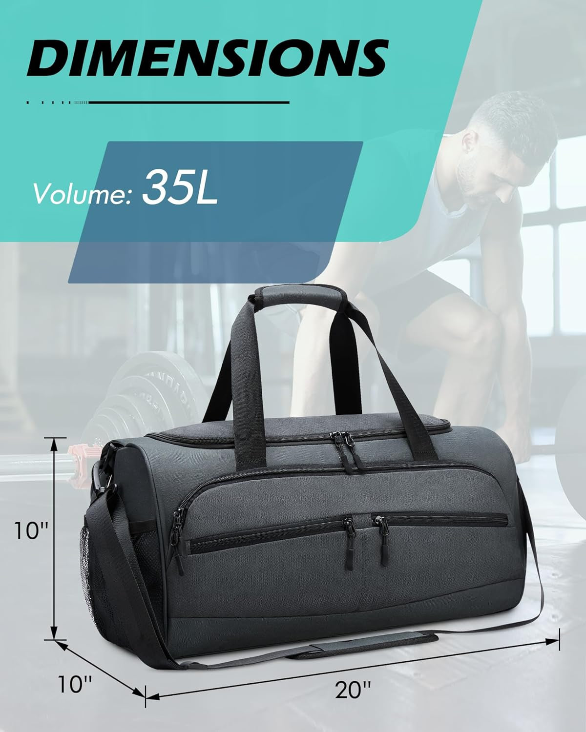 Gym Bag Men Women Sports Travel Duffel Bag with Shoes Compartment & Wet Pocket