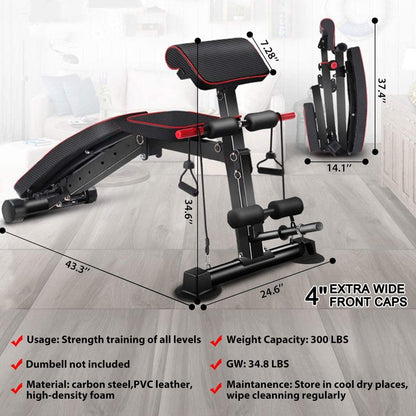 Weight Bench - Utility Weight Benches Full Body Workout Foldable Flat/Incline/Decline Exercise Multi