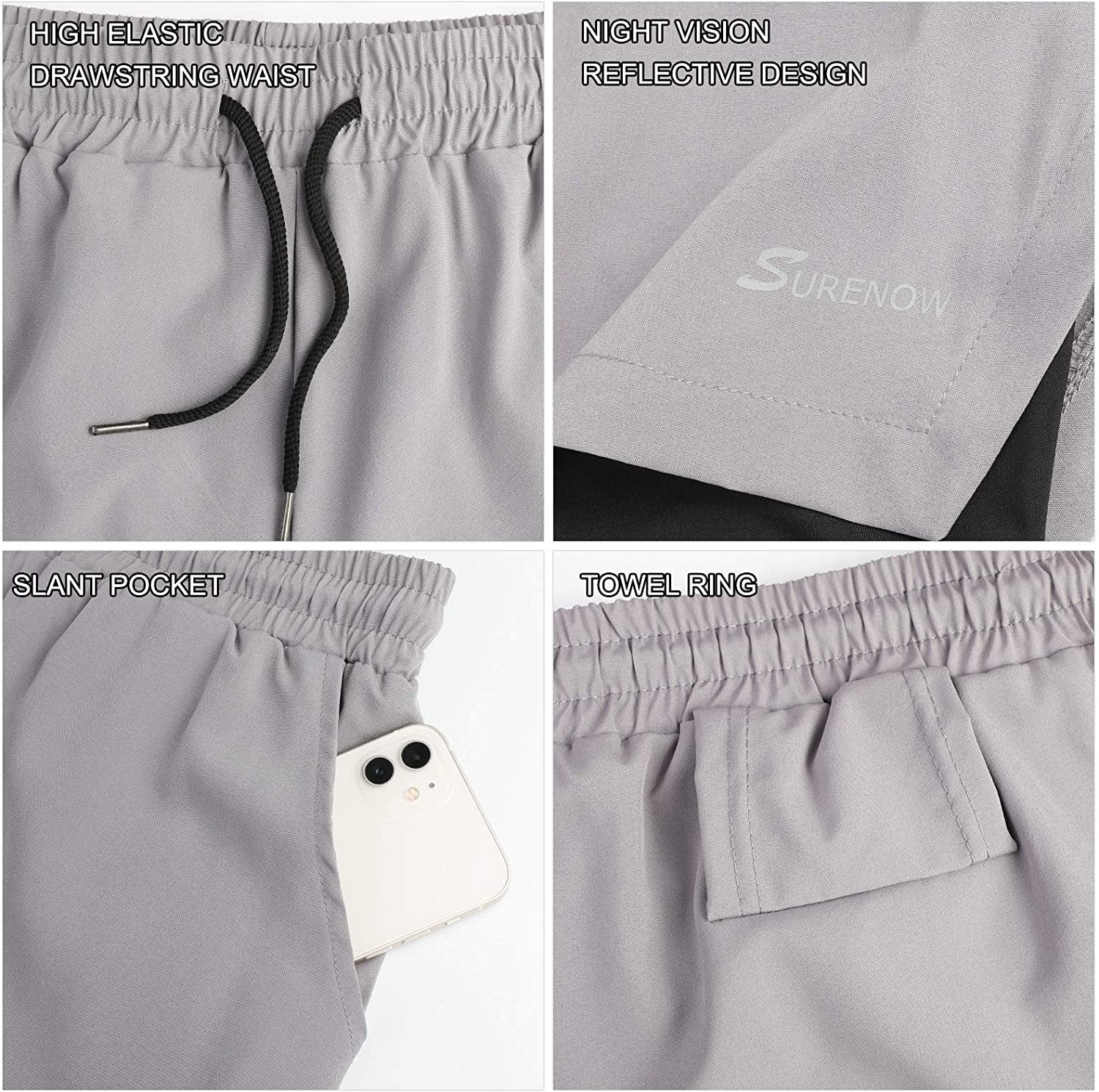 Mens 2 in 1 Running Shorts Quick Dry Athletic Shorts with Liner Workout Shorts with Zip Pockets 