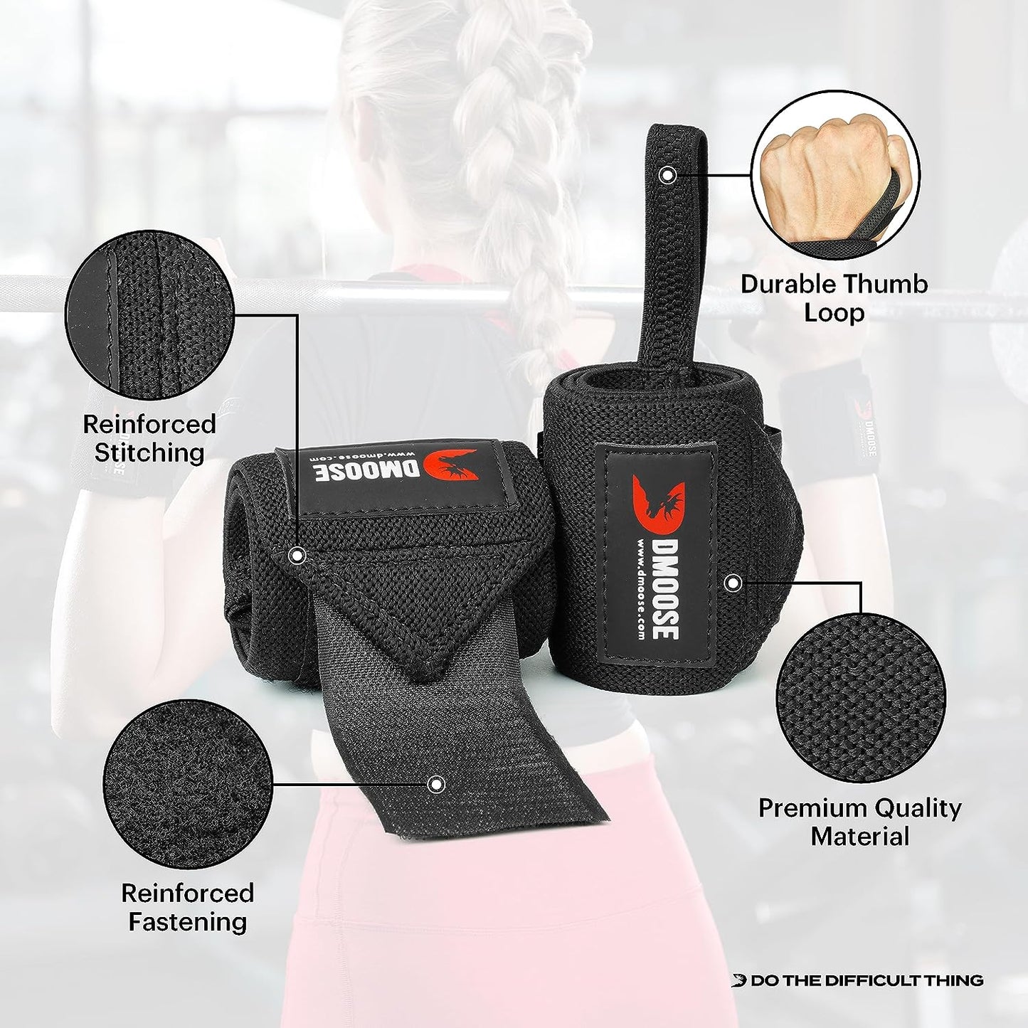 Avoid Injury and Maximize Grip with Thumb Loop 18" or 12 Gym Straps Pair, Wrist Straps Weightlifting