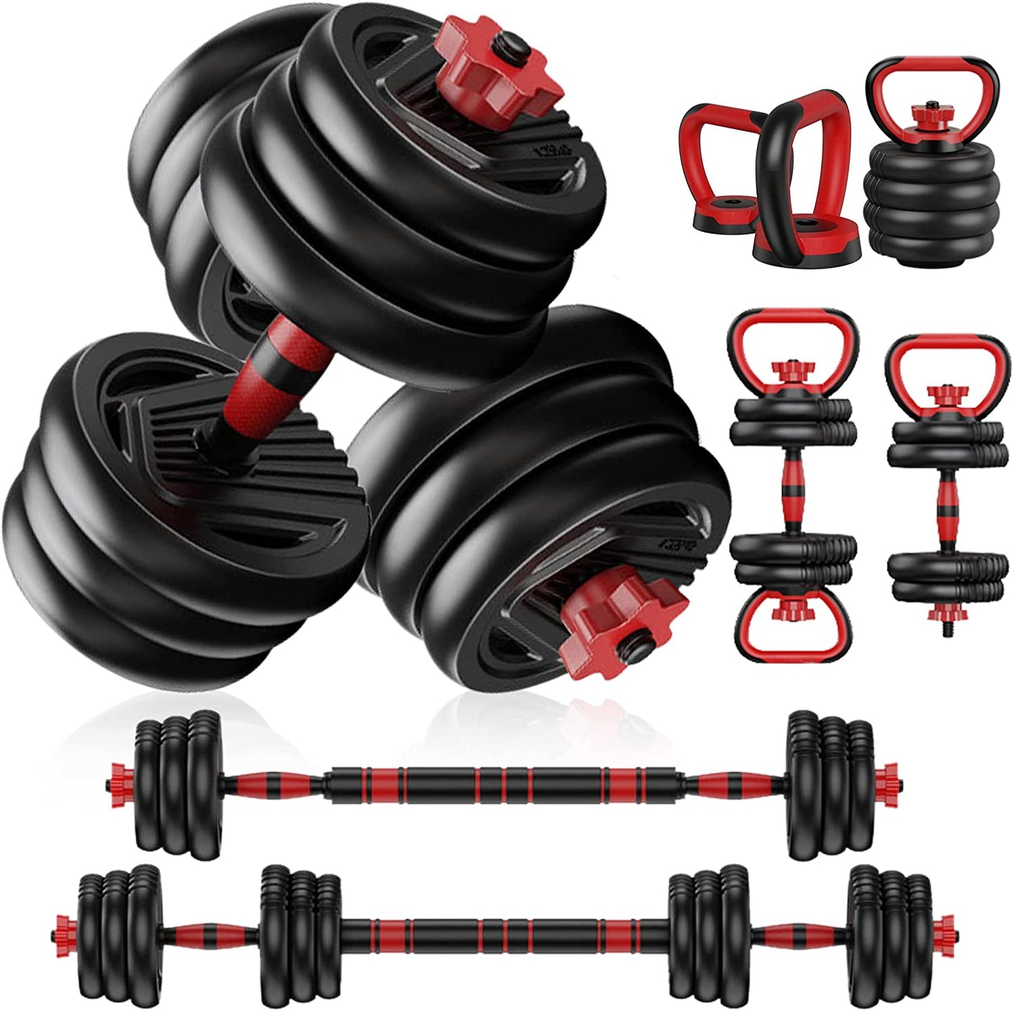 Adjustable Dumbbell Set Free Weights Set with Connector  4 In1 Weights Dumbbells Set Used as Barbell