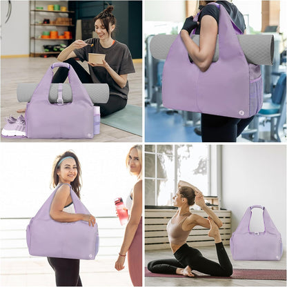 Women Gym Bag with Shoe Compartment and Wet Pocket with Adjustable Yoga Mat Holder