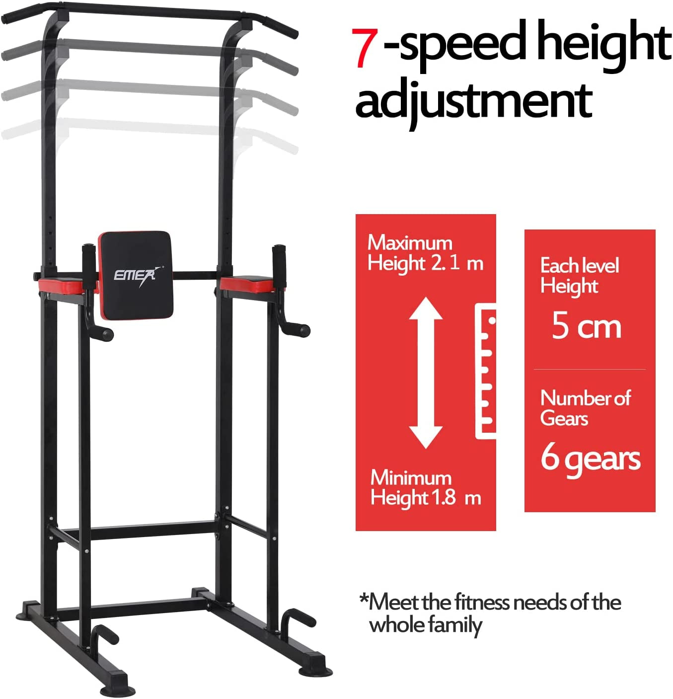 Power Tower Pull up Bar Workout Dip Station,Multi-Function Home Gym Strength Training Equipment