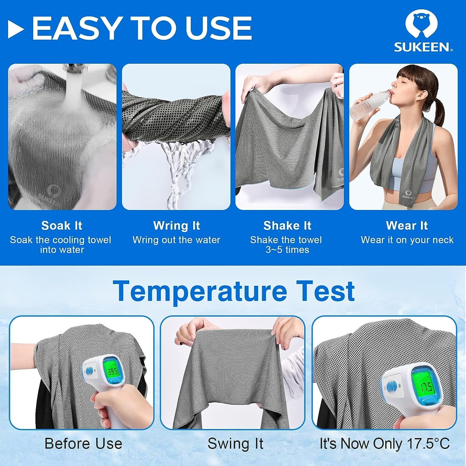 4 Pack Cooling Towel Soft Breathable Chilly Towel Microfiber Yoga Sport Running Gym