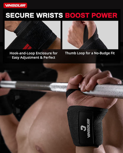 Straps Weightlifting and Working Out, Breathable Wrist Wraps with Thumb Loop and Left/Right Tabs