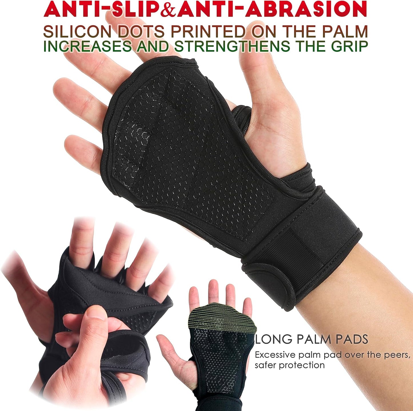 Hirui Ventilated Weight Lifting Workout Gloves Men Women Built-In Wrist Wraps and Non-Slip