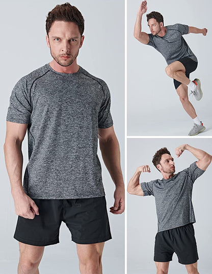 5 Pack Men’S Active Quick Dry Crew Neck T Shirts Running Gym Workout Short Sleeve Tee Tops Bulk