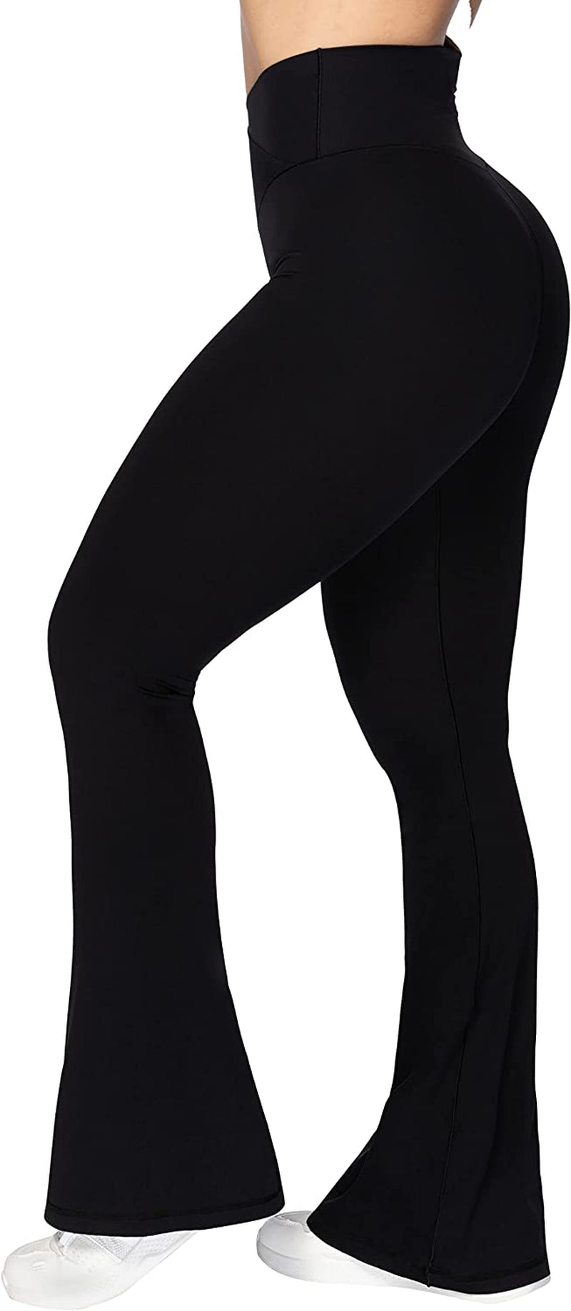 Flare Leggings Crossover Yoga Pants with Tummy Control High-Waisted and Wide Leg