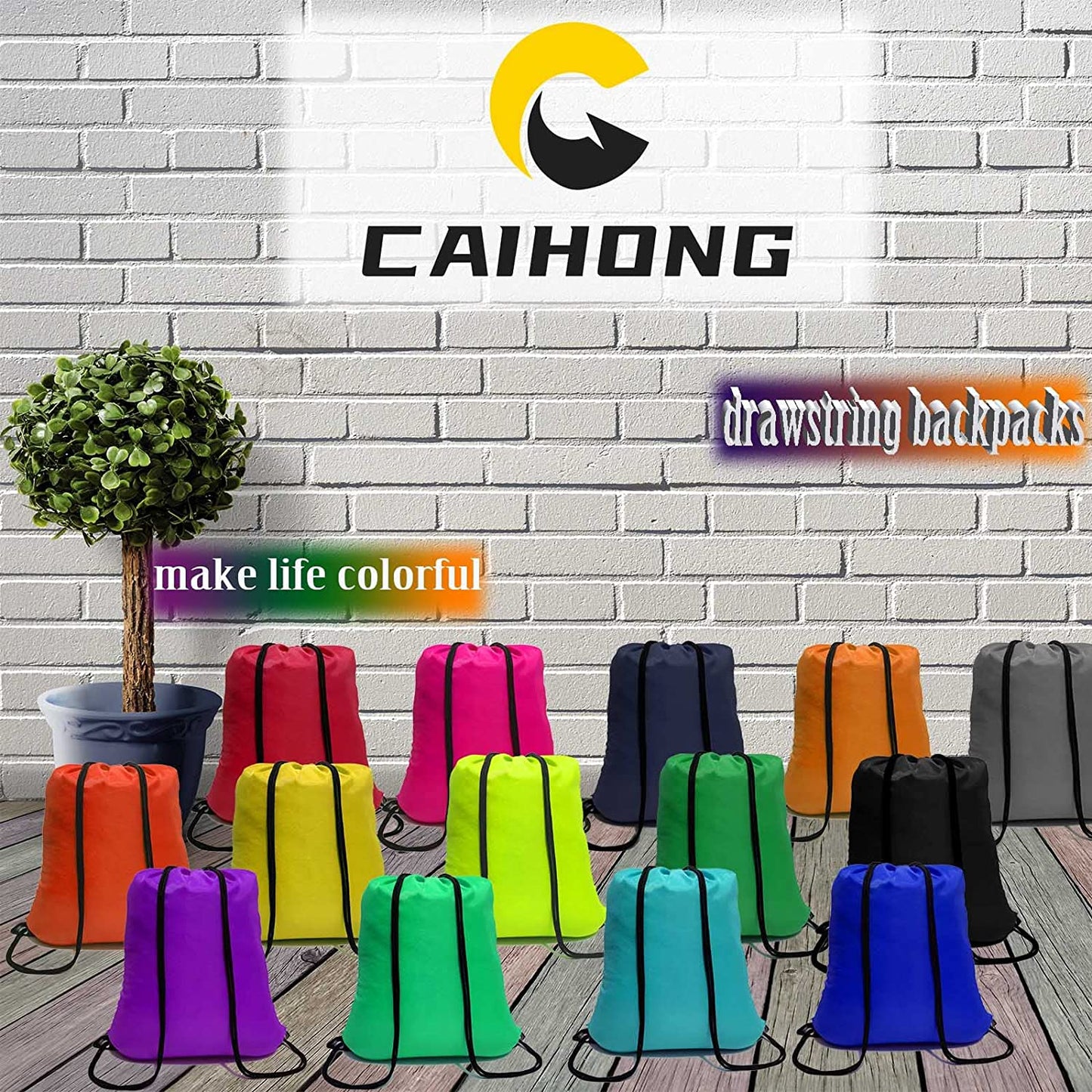 100 Pieces Drawstring Backpack Bulk Draw String Gym Bags Cinch Sack Nylon String Sport Backpack 