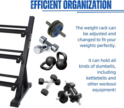 3 Tier Dumbbell Rack Home Gym and Commecial Gym Stand Only Heavy-Duty Multi Level Weight 