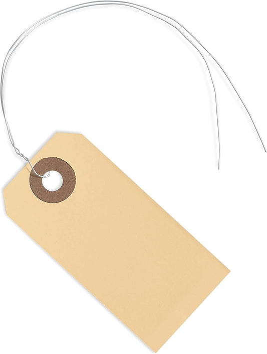 Paper Tags with Wire Ties Box of 100 Blank 13Pt Label Tags with Reinforced Hole and Metal 