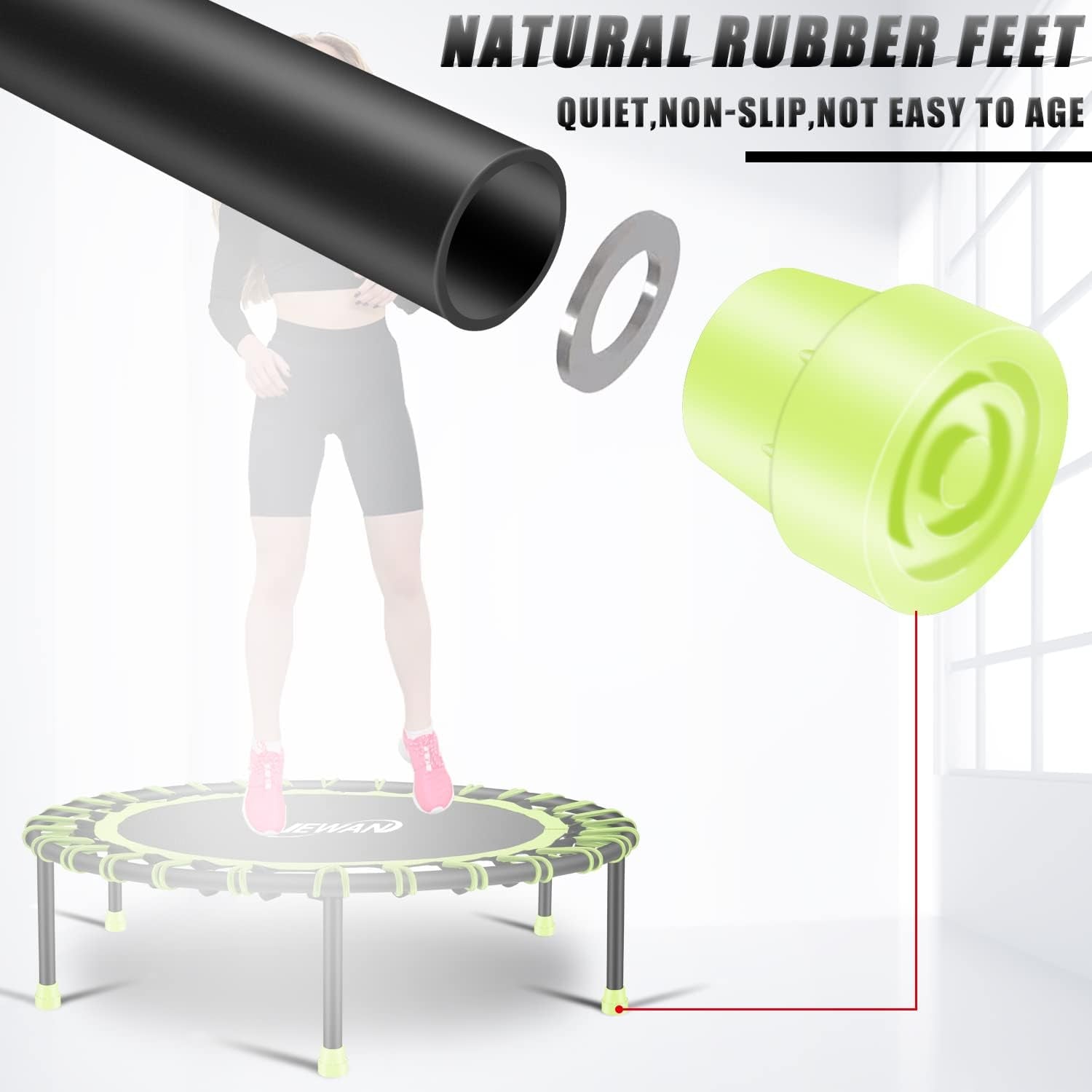 Silent Mini Trampoline Fitness Trampoline Bungee Rebounder Jumping Cardio Trainer Workout Adults-Max