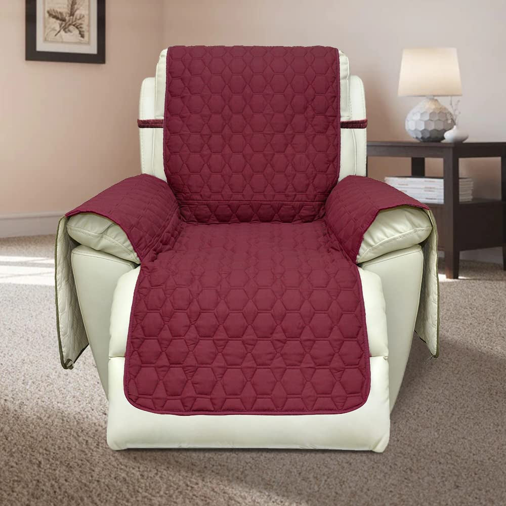 30 Inch Recliner Cover Burdungy 100% Waterproof Anti-Slip Large Recliner Slipcovers Pets Dogs