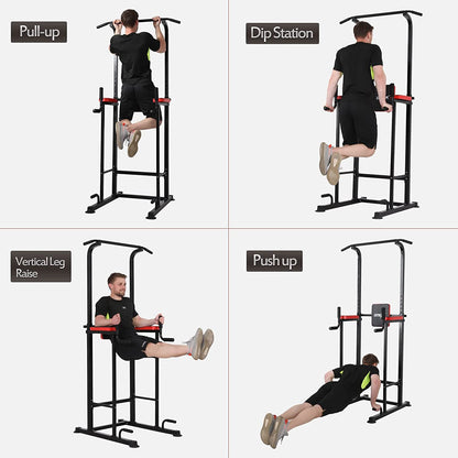 Power Tower Pull up Bar Workout Dip Station,Multi-Function Home Gym Strength Training Equipment