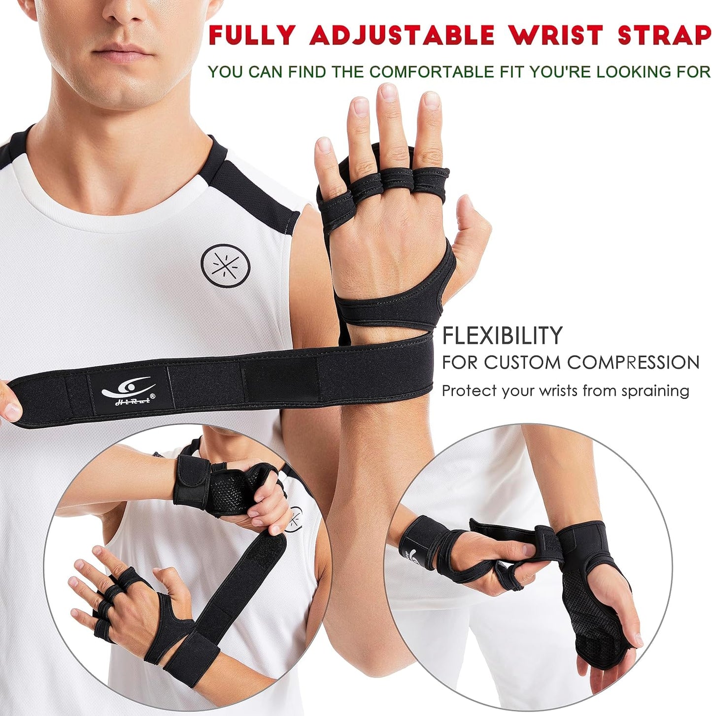 Hirui Ventilated Weight Lifting Workout Gloves Men Women Built-In Wrist Wraps and Non-Slip