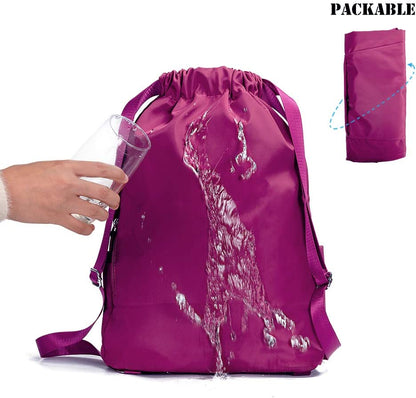 Waterproof Drawstring Gym Backpack Bag Men & Women, Sport Gym Sack Mini Travel Daypack