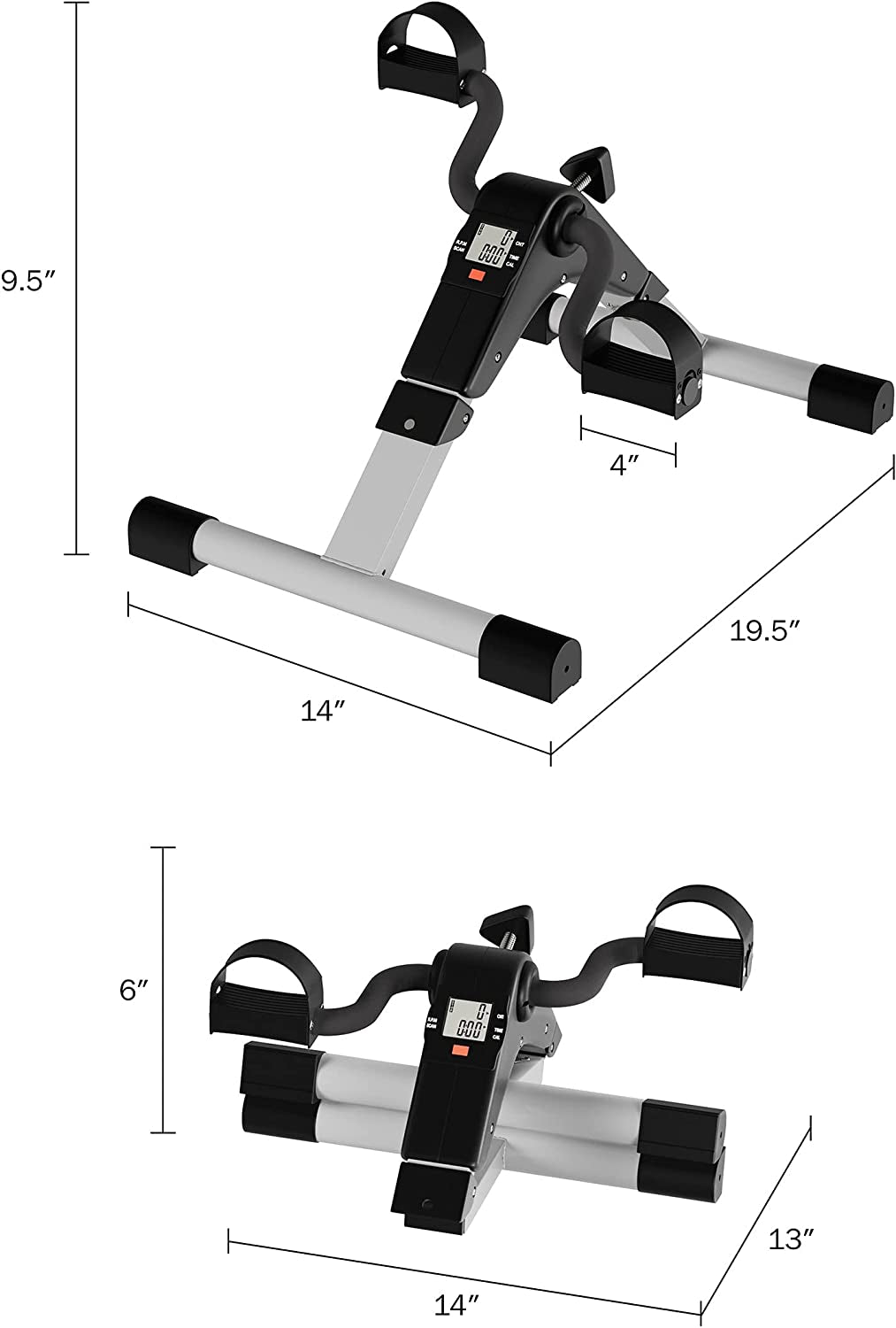 Portable under Desk Stationary Fitness Machine Collection Indoor Exercise Pedal Machine Bike Arms