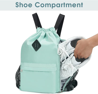 Backpack Sports Gym Bag with Shoes Compartment Water-Resistant String Backpack