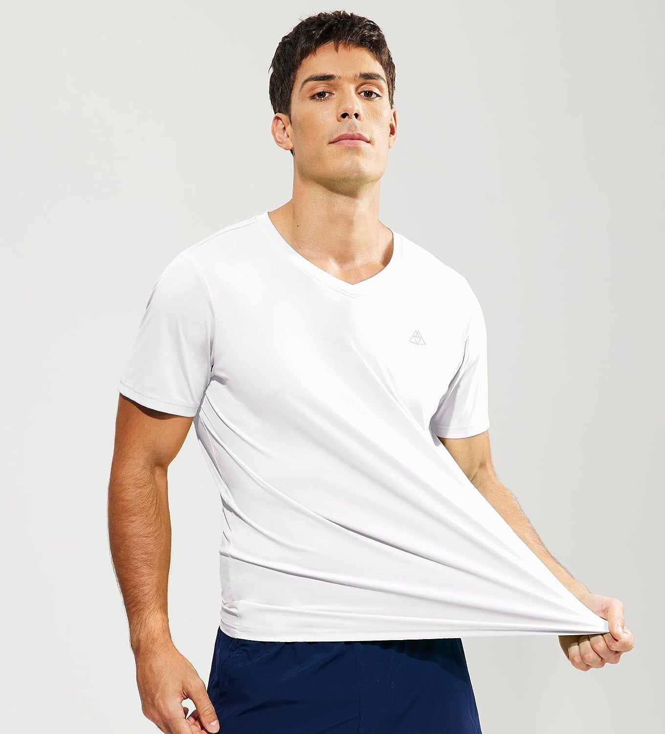 Men V Neck Athletic Shirts Lightweight Gym Workout Running Short Sleeve Tee Shirts Moisture Wicking