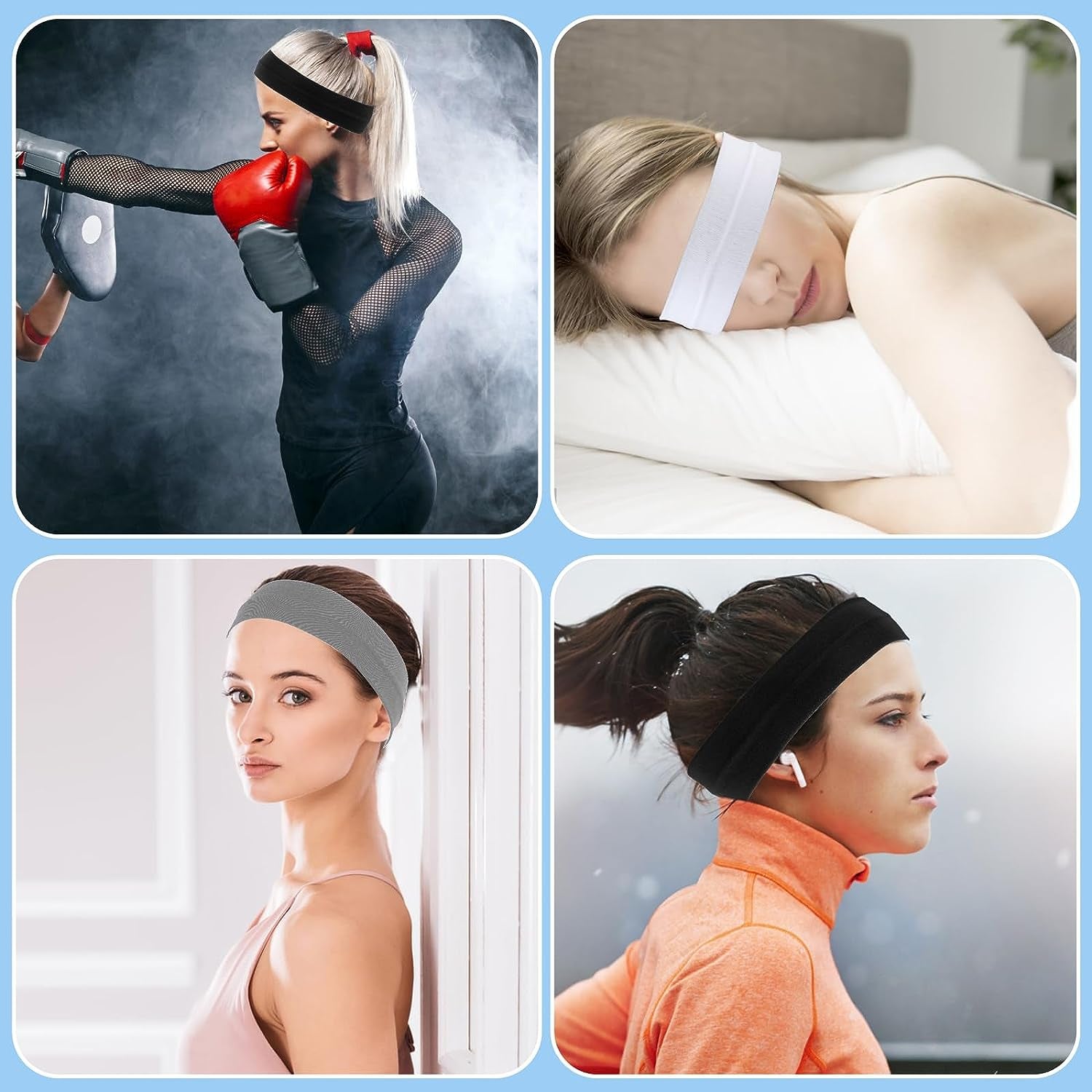 6Pcs Workout Headbands for Women Non Slip Sweatbands Elastic Sweat Hair Bands Sports Headband