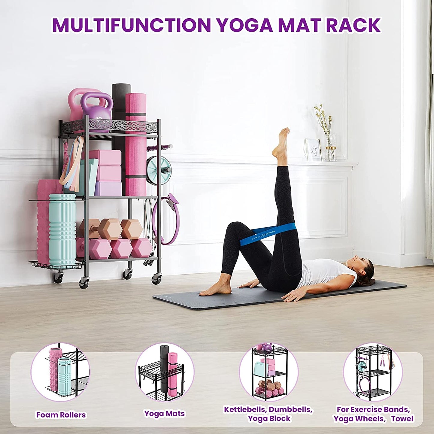 Yoga Mat Storage Home Gym Storage Rack Yoga Mat Holder Workout Storage Yoga Mat