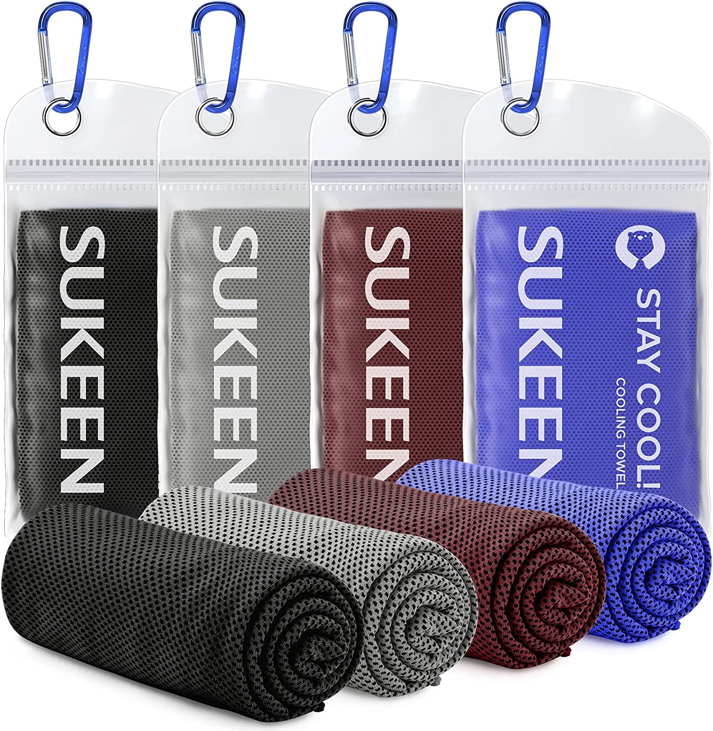 4 Pack Cooling Towel Soft Breathable Chilly Towel Microfiber Yoga Sport Running Gym