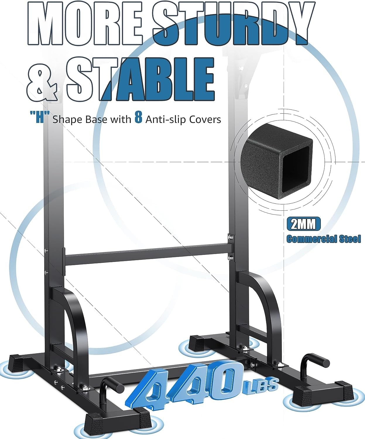 Power Tower Dip Station Pull up Home Gym Strength Training Workout Equipment, 400LBS.