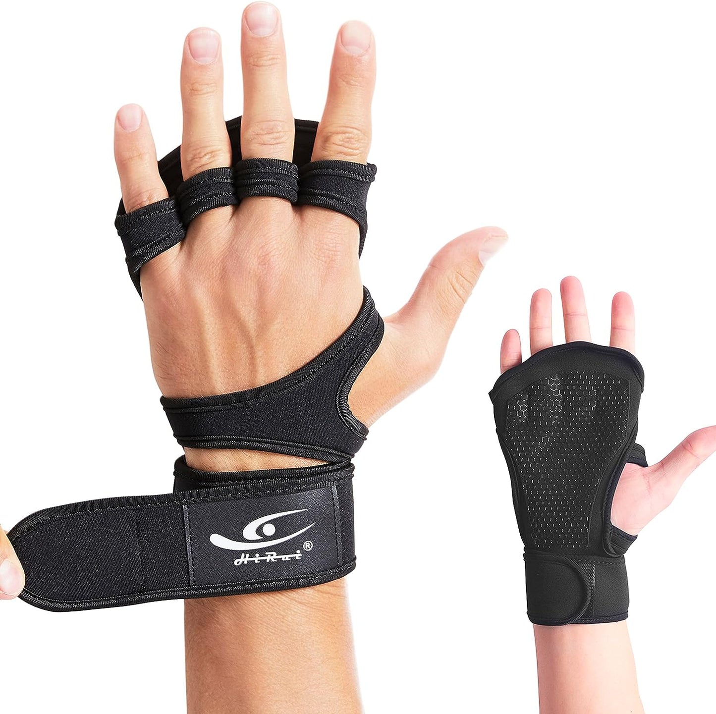 Hirui Ventilated Weight Lifting Workout Gloves Men Women Built-In Wrist Wraps and Non-Slip