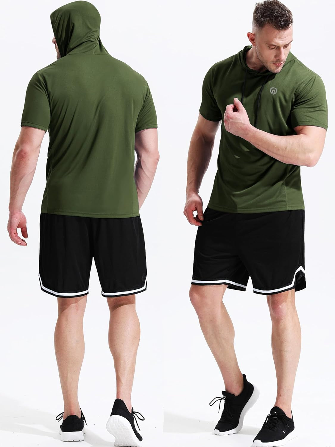 Men'S 3 Pack Running Shirt Mesh Workout Athletic Shirts with Hoods