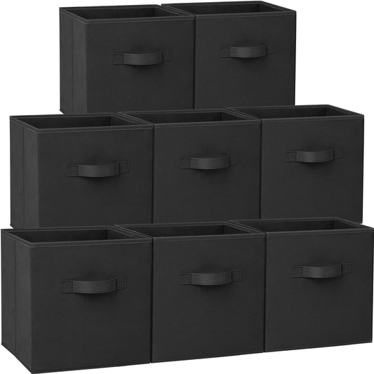 13X13 Large Cube Storage Bins Set of 8 Fabric Collapsible Clothes Storage Bins with Dual Handles