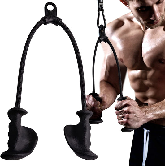 Triceps Rope Pull down with Anti-Slippery Natural Rubber Grip More Muscle Fibers-Gym Rope Push Downs