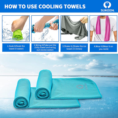 4 Pack Cooling Towel 40"X12 Ice Towel,Soft Breathable Chilly Towel,Microfiber Towel Yog