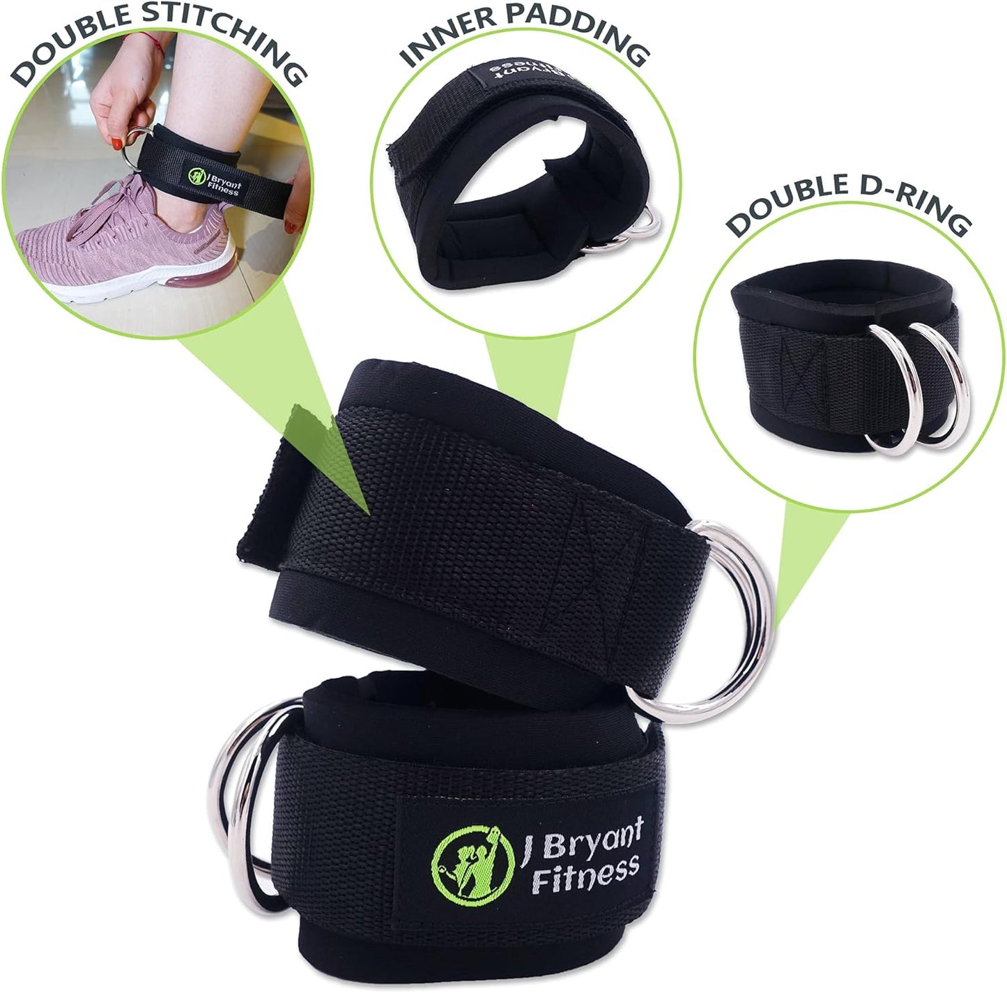 Bryant Barbell Pad Set with 2 Ankle Straps Cable Machines Hip Resistance Band Weight Lifting 