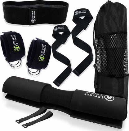 Bryant Barbell Pad Set with 2 Ankle Straps Cable Machines Hip Resistance Band Weight Lifting 