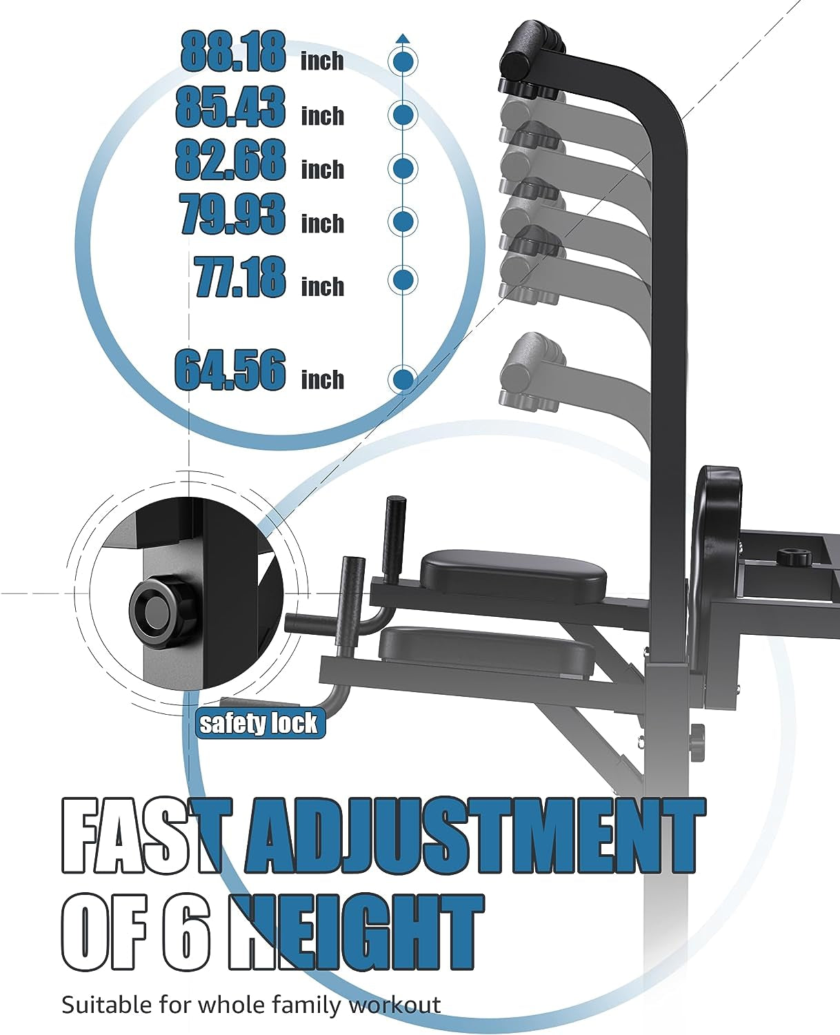 Power Tower Dip Station Pull up Home Gym Strength Training Workout Equipment, 400LBS.