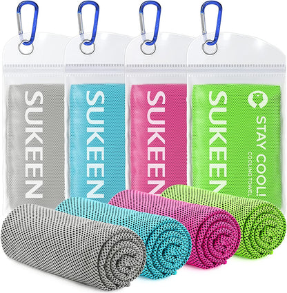 4 Pack Cooling Towel 40"X12 Ice Towel,Soft Breathable Chilly Towel,Microfiber Towel Yog