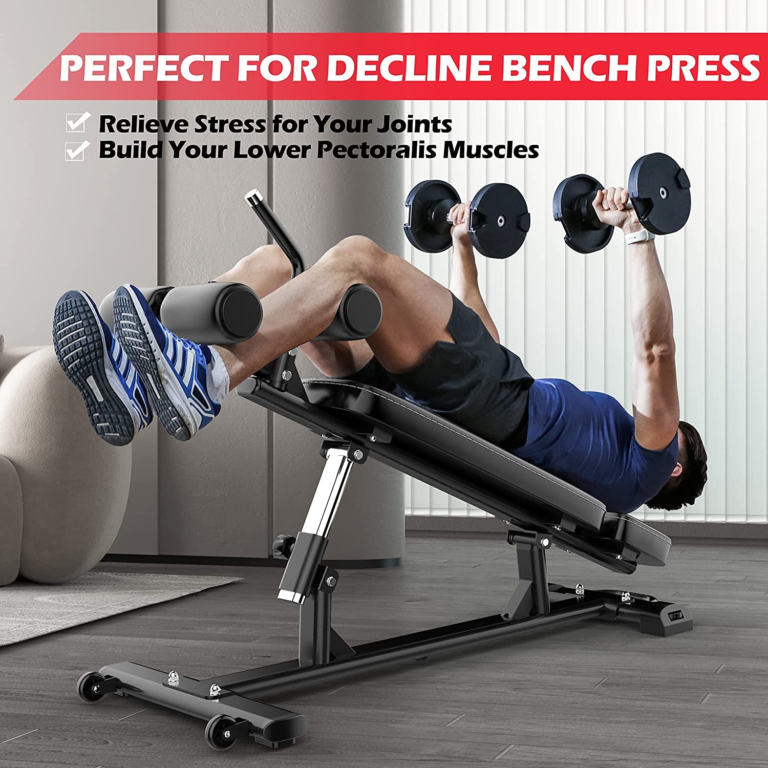 Commercial Sit-Up Bench Core Workouts and Decline Bench Press Adjustable Weight Bench