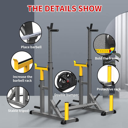 Squat Rack Multi-Function Barbell Rack Weight Lifting and Home Gym Fitness Workout Portable 