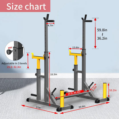 Squat Rack Multi-Function Barbell Rack Weight Lifting and Home Gym Fitness Workout Portable 