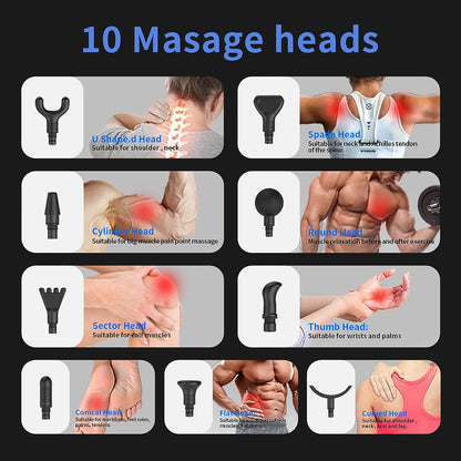 Muscle Massage Gun Athletes Handheld Deep Tissue Massager Tool 30 Speed Levels 9 Heads