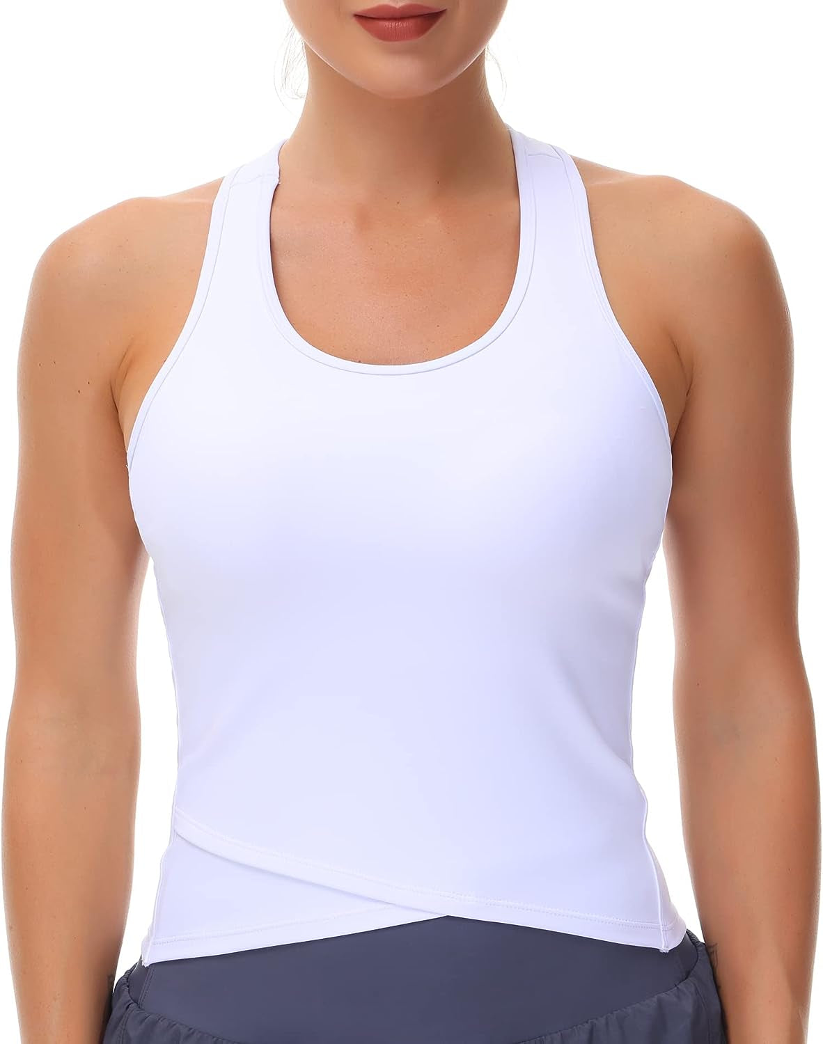 Womens' Racerback Workout Tank Tops with Built in Bra Sleeveless Slim Fit