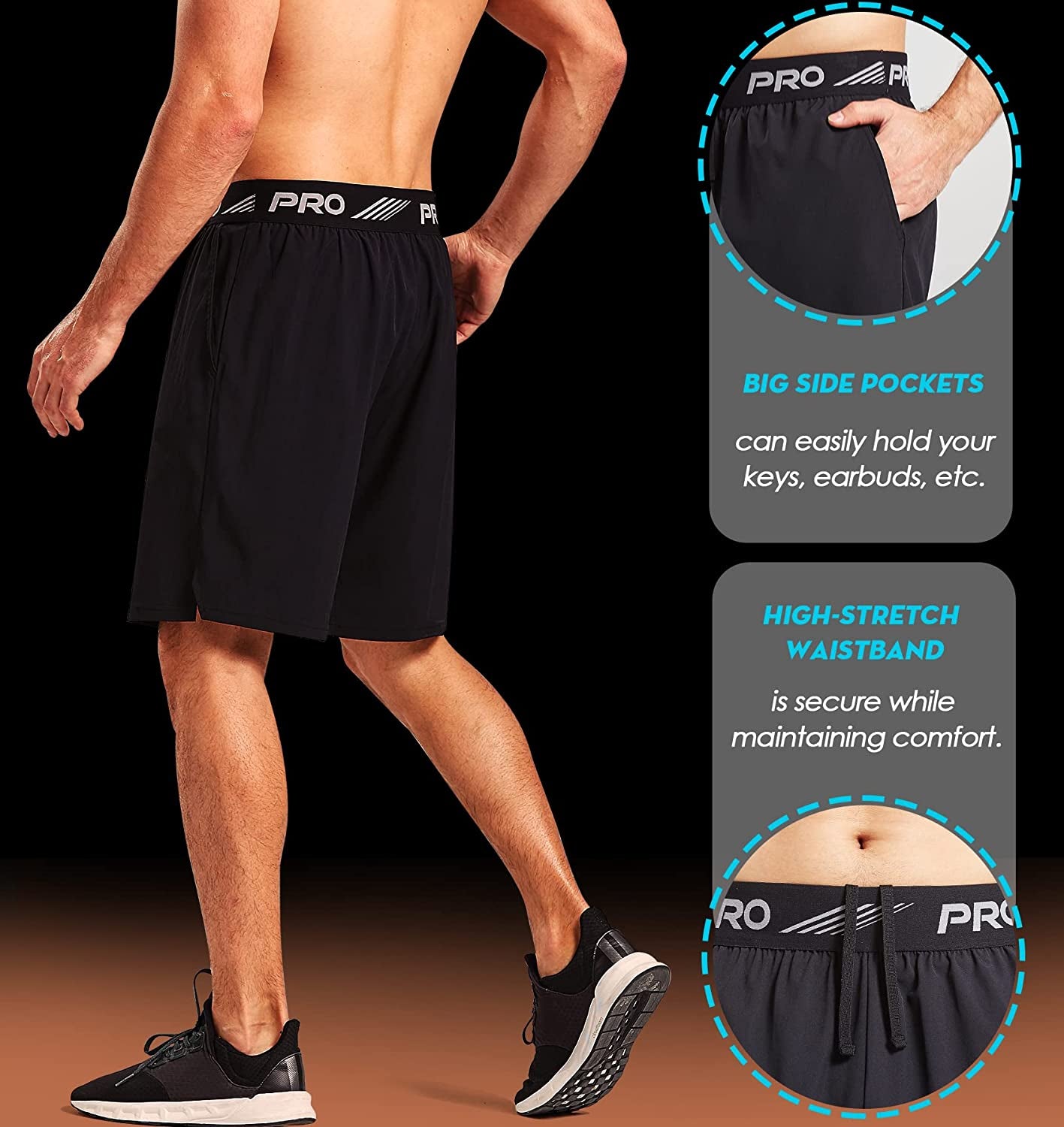 2 Pack Workout Running Shorts Quick Dry Athletic Shorts 5" and 9" Lightweight Gym Shorts with Zipper