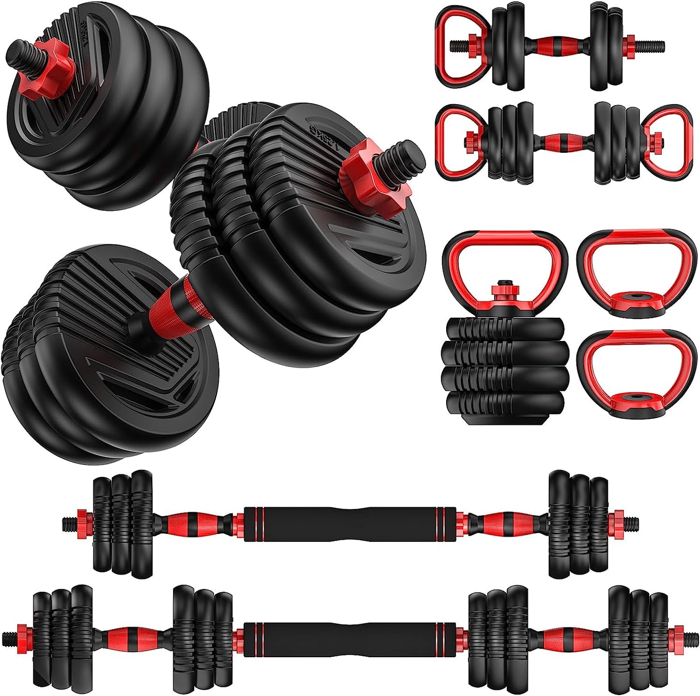 Adjustable Dumbbell Set  Free Weights Dumbbells 4 in 1 Weight Set Dumbbell Barbell