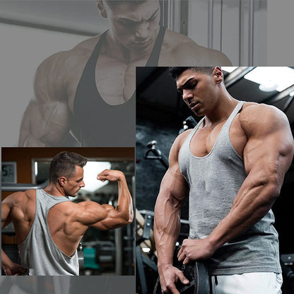 3 Pack Gym Workout Tank Tops Y-Back Muscle Tee Stringer Bodybuilding Sleeveless T-Shirts